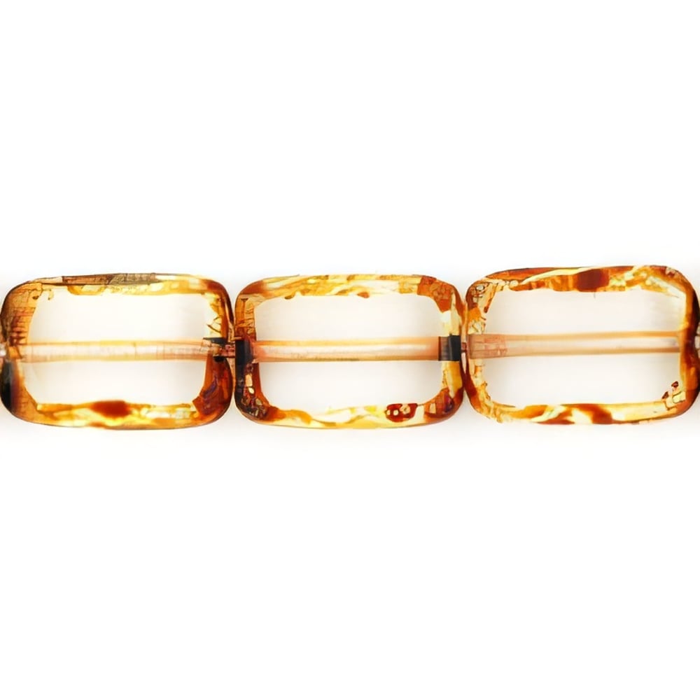 Czech Polished Rectangles 12 x 8mm Crystal - Picasso (24pcs)