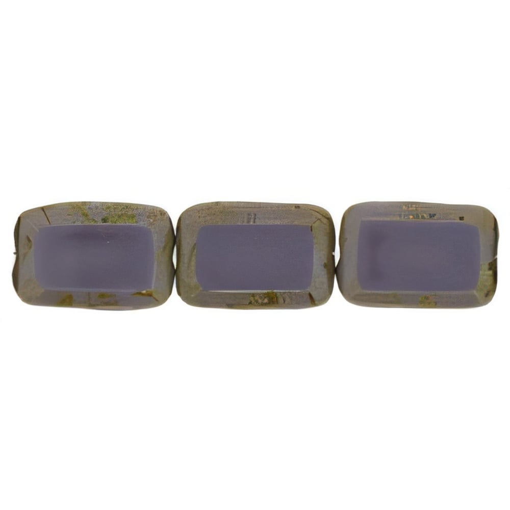 Czech Polished Rectangles 12 x 8mm Opaque Amethyst - Picasso (24pcs)