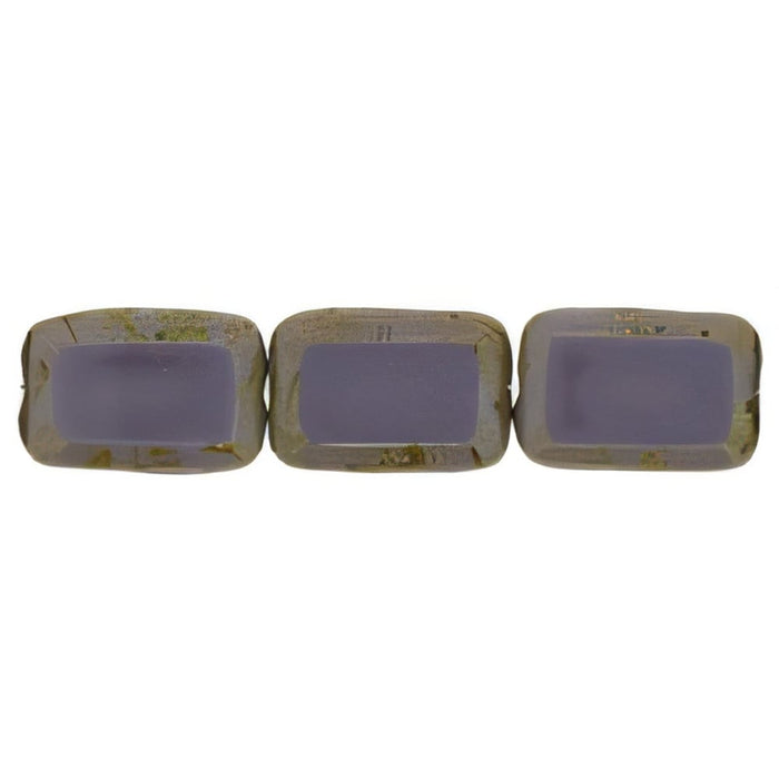 Czech Polished Rectangles 12 x 8mm Opaque Amethyst - Picasso (24pcs)