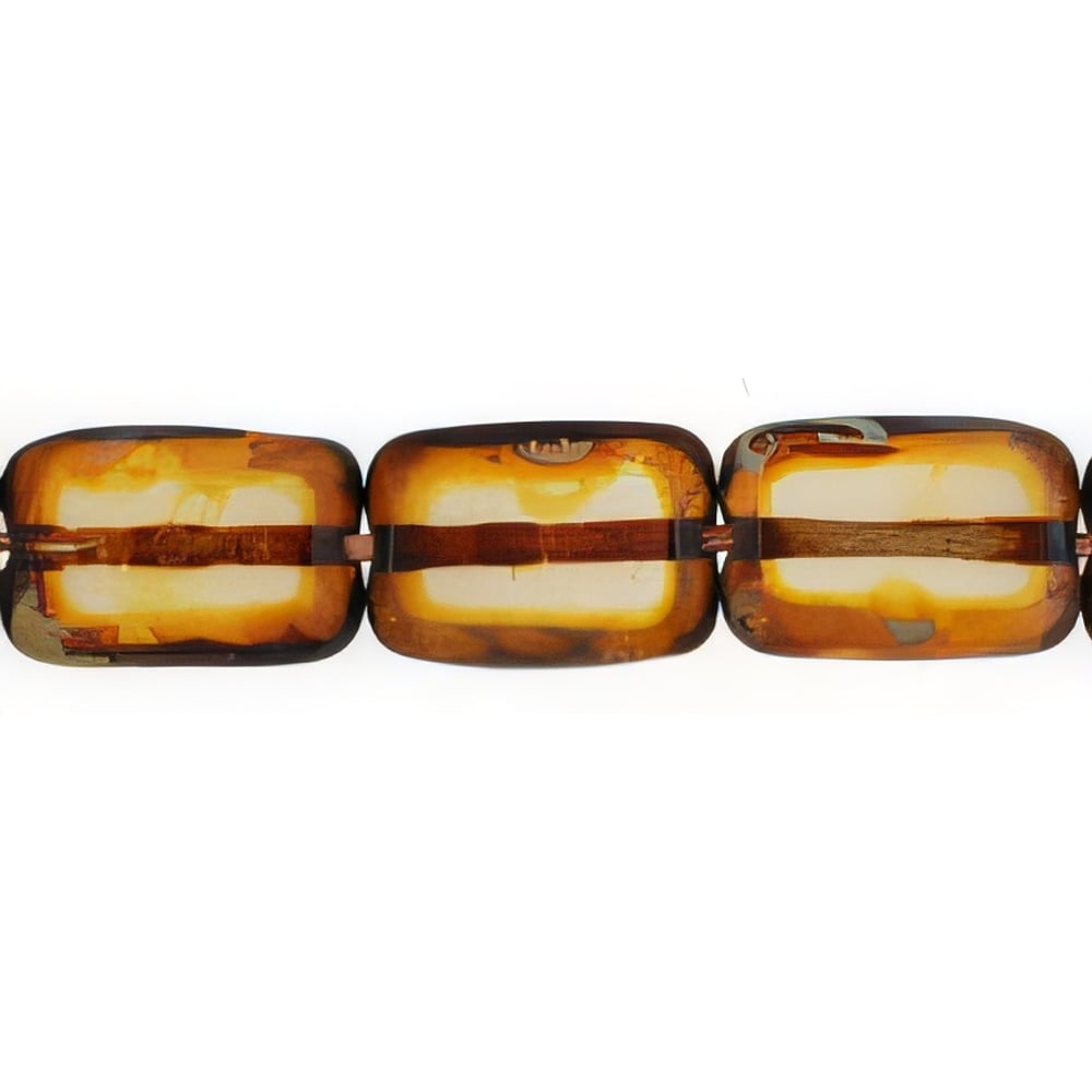 Czech Polished Rectangles 12 x 8mm Black Diamond - Picasso (24pcs)