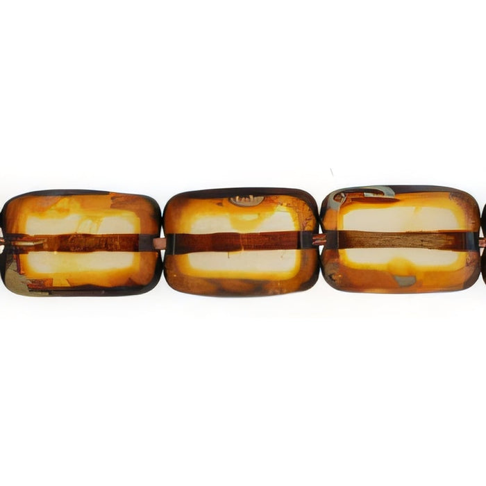 Czech Polished Rectangles 12 x 8mm Black Diamond - Picasso (24pcs)