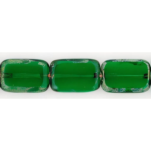 Czech Polished Rectangles 12 x 8mm Green Emerald - Picasso (24pcs)