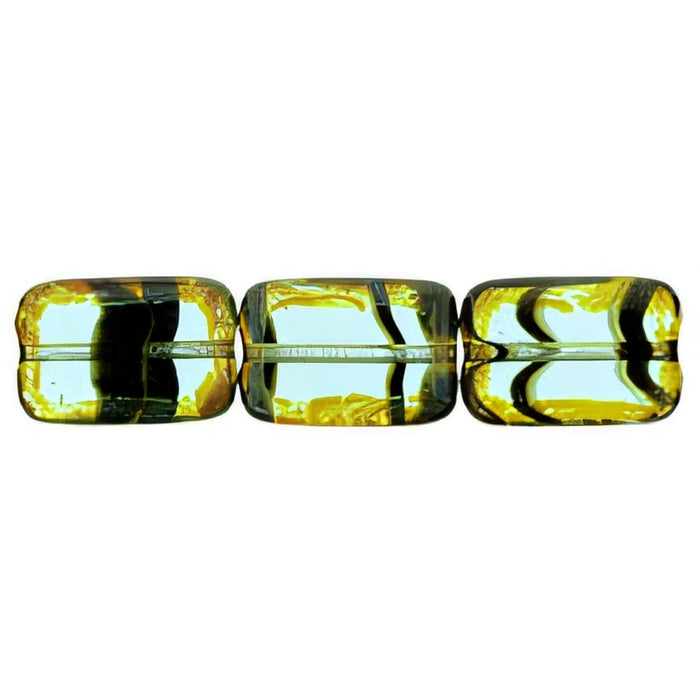Czech Polished Rectangles 12 x 8mm Teal Tortoise - Picasso (24pcs)