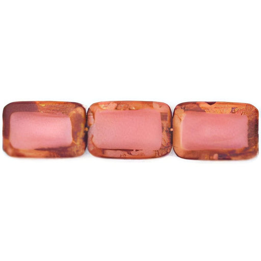 Czech Polished Rectangles 12 x 8mm Coral Pink - Picasso (24pcs)