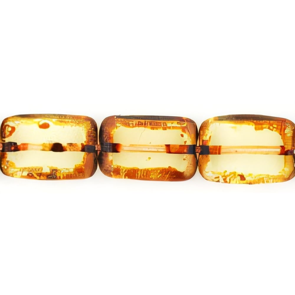 Czech Polished Rectangles 12 x 8mm Jonquil - Picasso (24pcs)