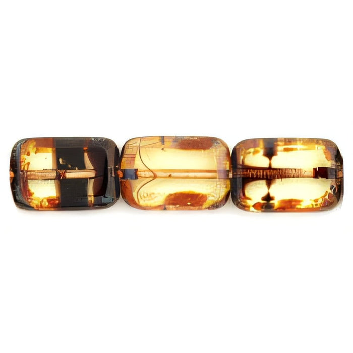 Czech Polished Rectangles 12 x 8mm Jonquil Tortoise - Picasso (24pcs)