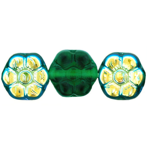 Czech Flowers 8 x 4mm Green AB (25pcs)