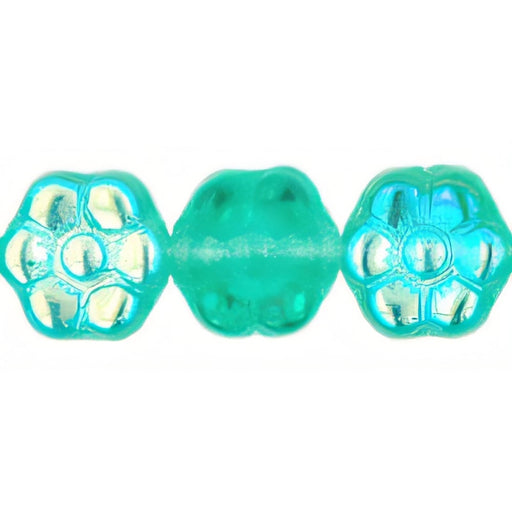 Czech Flowers 8 x 4mm Cool Mint Green AB (25pcs)