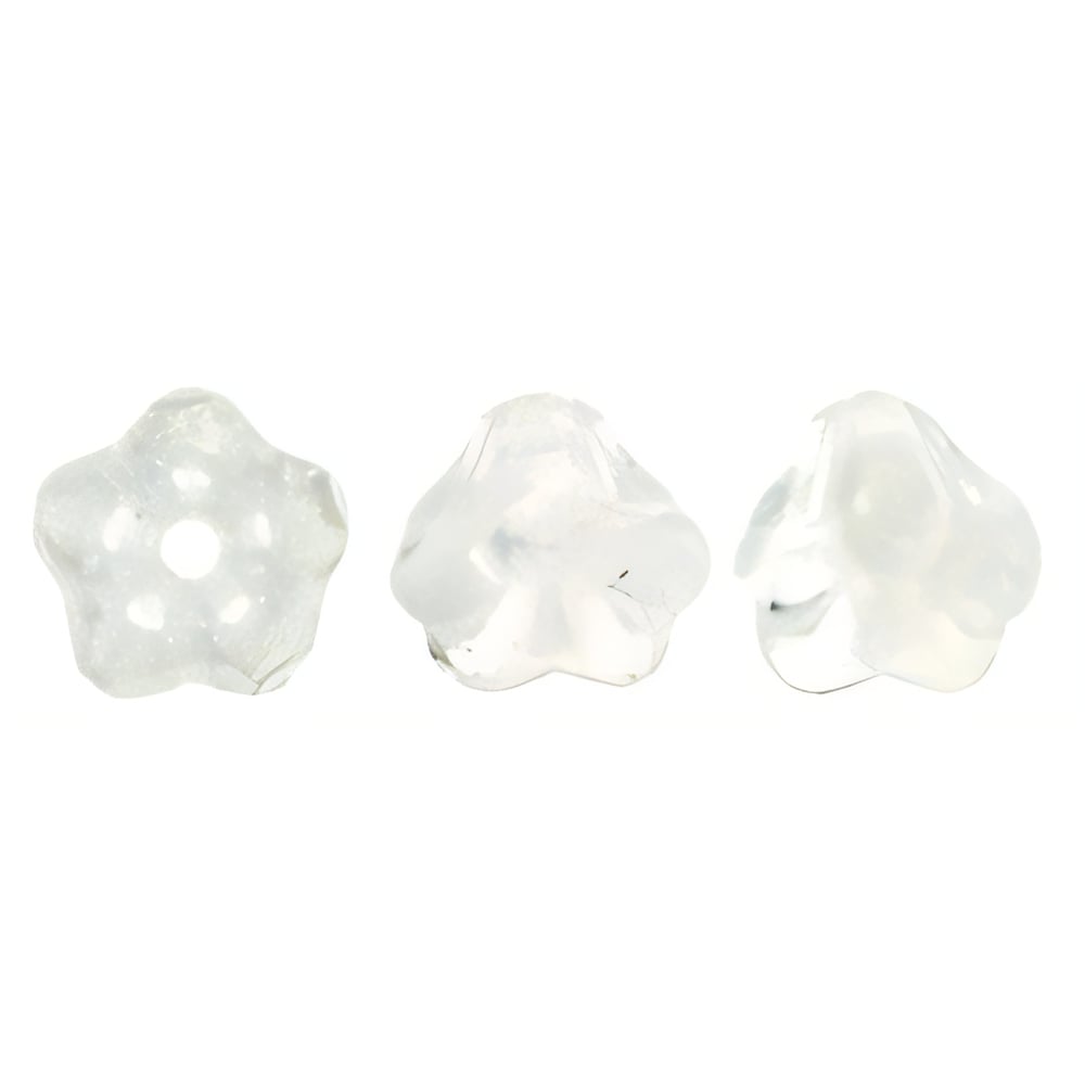 Czech Baby Bell Flowers 6 x 4mm Crystal/White (50pcs)