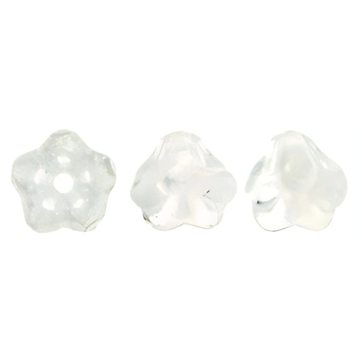 Czech Baby Bell Flowers 6 x 4mm Crystal/White (50pcs)