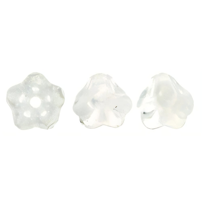 Czech Baby Bell Flowers 6 x 4mm Crystal/White (50pcs)