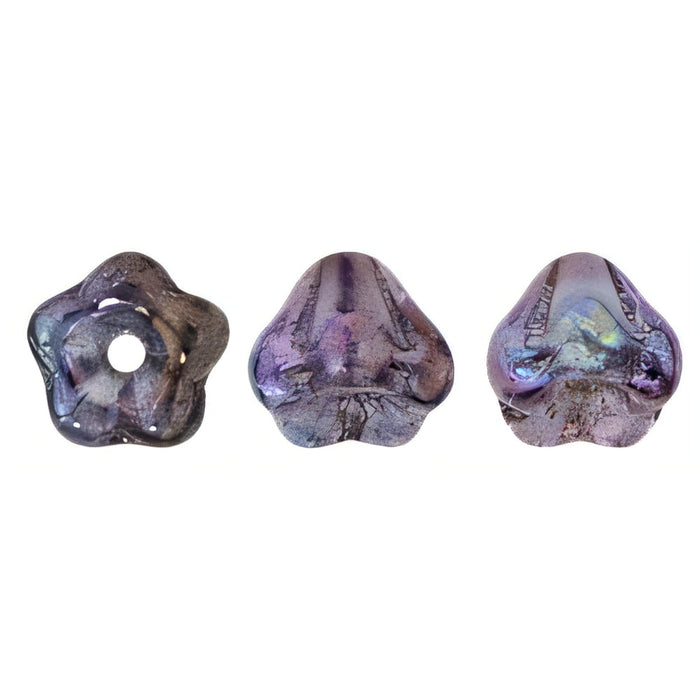 Czech Baby Bell Flowers 6 x 4mm Luster - Transparent Denim Blue (50pcs)