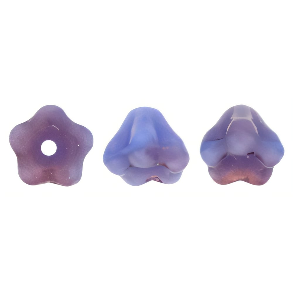 Czech Baby Bell Flowers 6 x 4mm Blue Raspberry Swirl (50pcs)