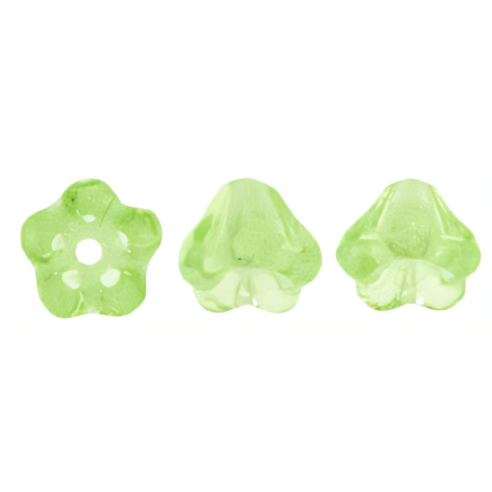 Czech Baby Bell Flowers 6 x 4mm Peridot (50pcs)