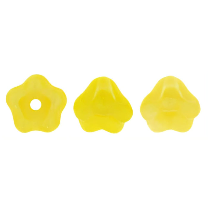 Czech Baby Bell Flowers 6 x 4mm Coral Lemon (50pcs)