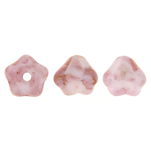Czech Baby Bell Flowers 6 x 4mm Luster - Opaque Topaz/Pink (50pcs)