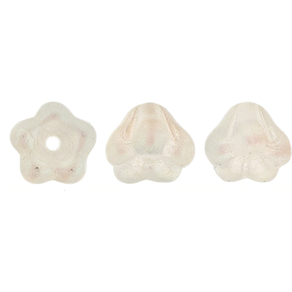 Czech Baby Bell Flowers 6 x 4mm Glow Green - Milky Pink (50pcs)