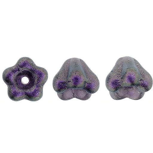 Czech Baby Bell Flowers 6 x 4mm Rose Shimmer Tanzanite (50pcs)