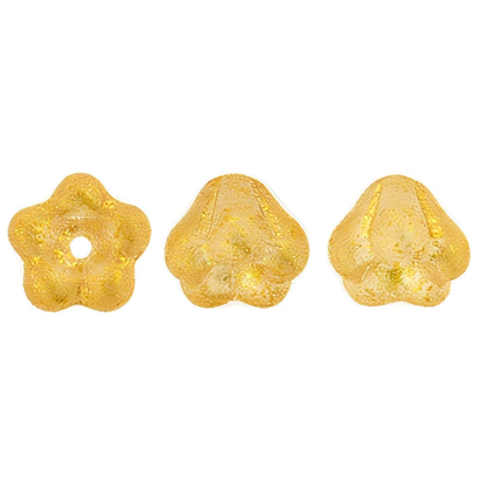 Czech Baby Bell Flowers 6 x 4mm Honey Shimmer Milky Pink (50pcs)