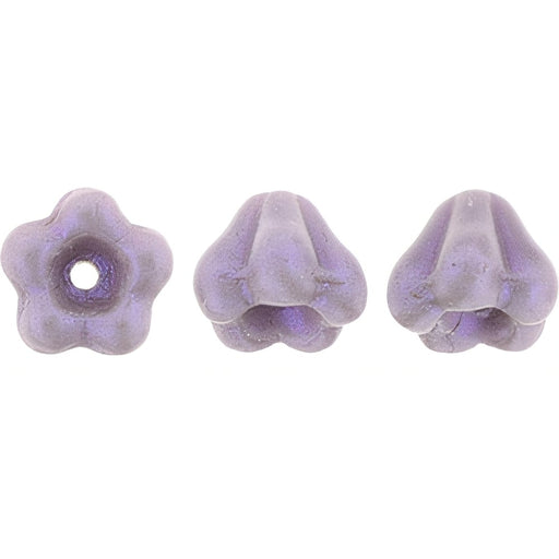 Czech Baby Bell Flowers 6 x 4mm Opalescent Amethyst (50pcs)