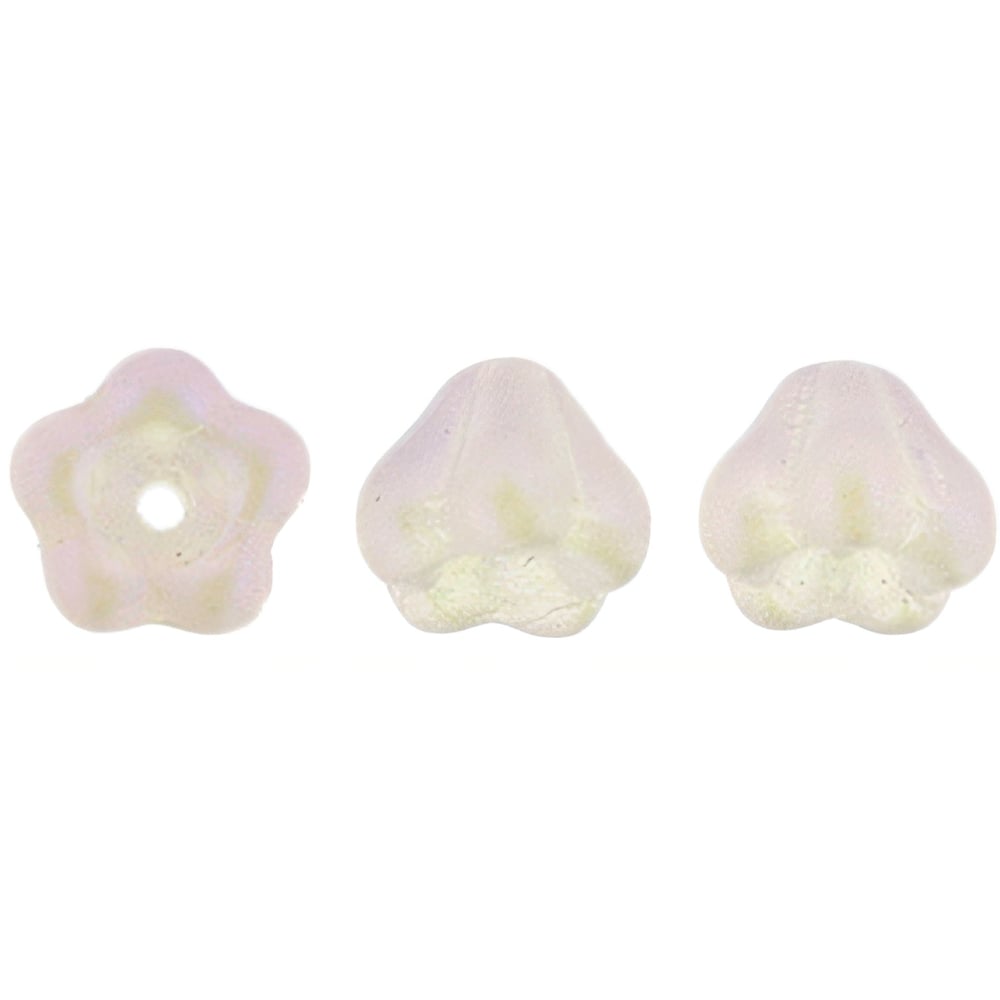 Czech Baby Bell Flowers 6 x 4mm Opalescent Milky Pink (50pcs)