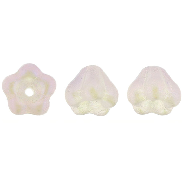 Czech Baby Bell Flowers 6 x 4mm Opalescent Milky Pink (50pcs)