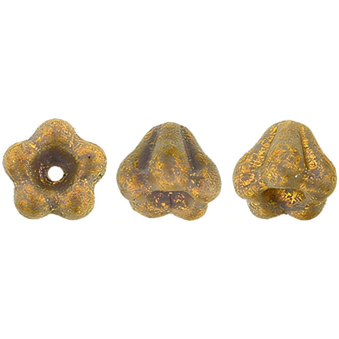 Czech Baby Bell Flowers 6 x 4mm Amethyst Antique Shimmer (50pcs)