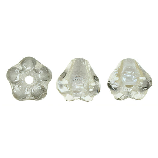 Czech Baby Bell Flowers 6 x 4mm Crystal - Silver-Lined (50pcs)