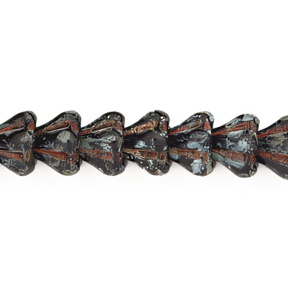 Czech Baby Bell Flowers 6 x 4mm Jet - Picasso (50pcs)