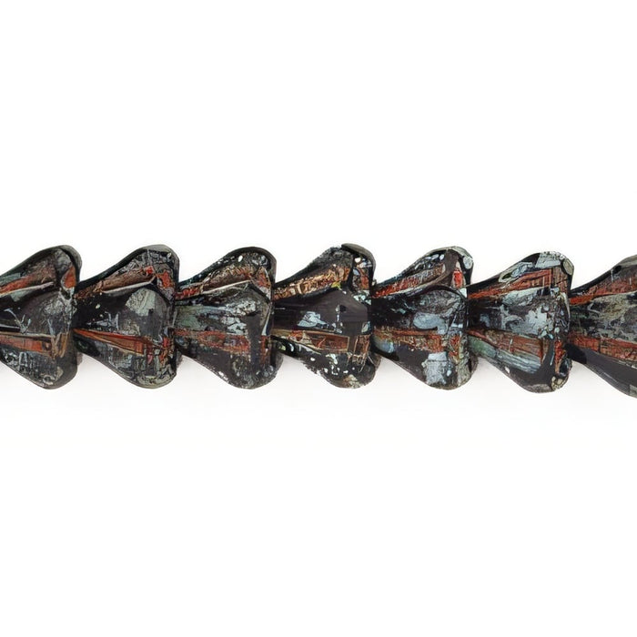 Czech Baby Bell Flowers 6 x 4mm Jet - Picasso (50pcs)
