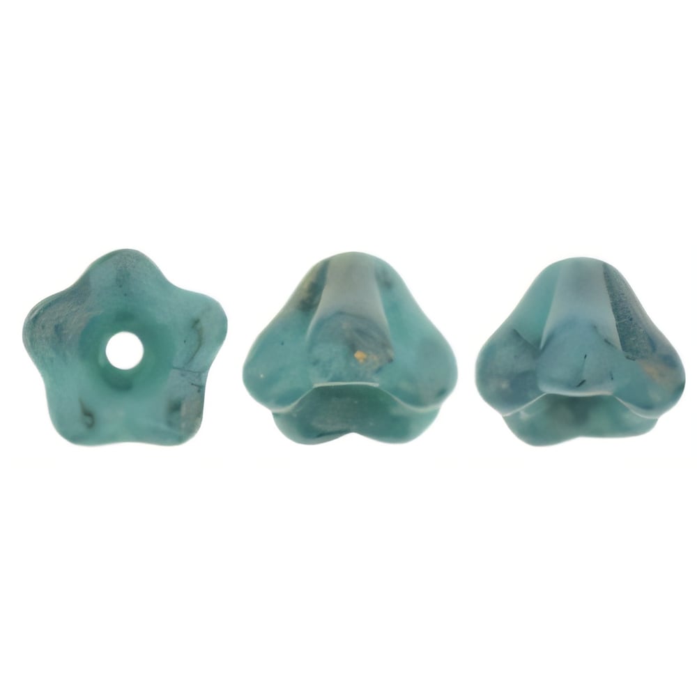 Czech Baby Bell Flowers 6 x 4mm Luster - Opaque Turquoise (50pcs)