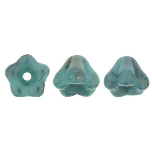Czech Baby Bell Flowers 6 x 4mm Luster - Opaque Turquoise (50pcs)