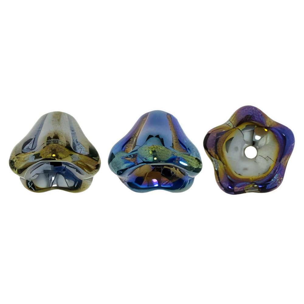 Czech Bell Flowers 8 x 6mm Iris - Blue (25pcs)