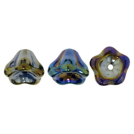 Czech Bell Flowers 8 x 6mm Iris - Blue (25pcs)