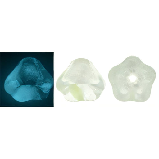 Czech Bell Flowers 8 x 6mm Glow in the Dark - Crystal (30pcs)