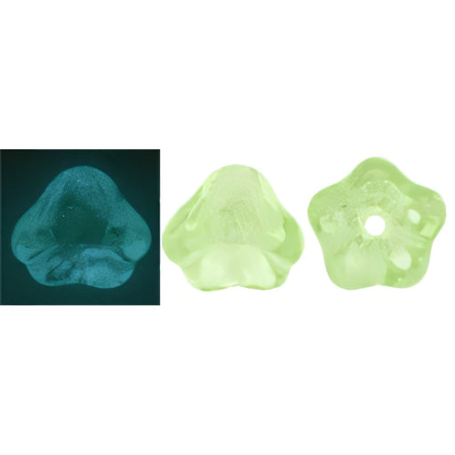 Czech Bell Flowers 8 x 6mm Glow in the Dark - Peridot (30pcs)