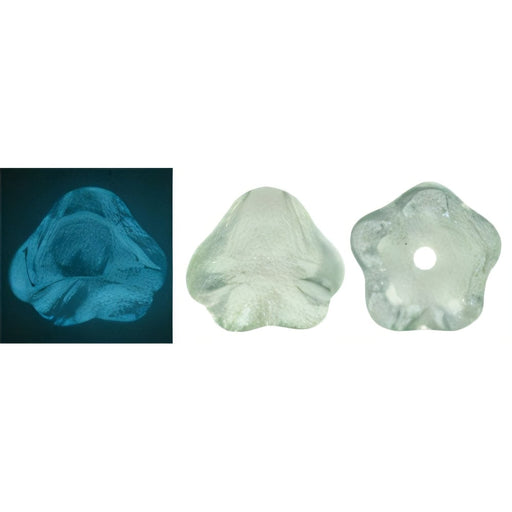 Czech Bell Flowers 8 x 6mm Glow in the Dark - Luster - Transparent Prairie Green (30pcs)