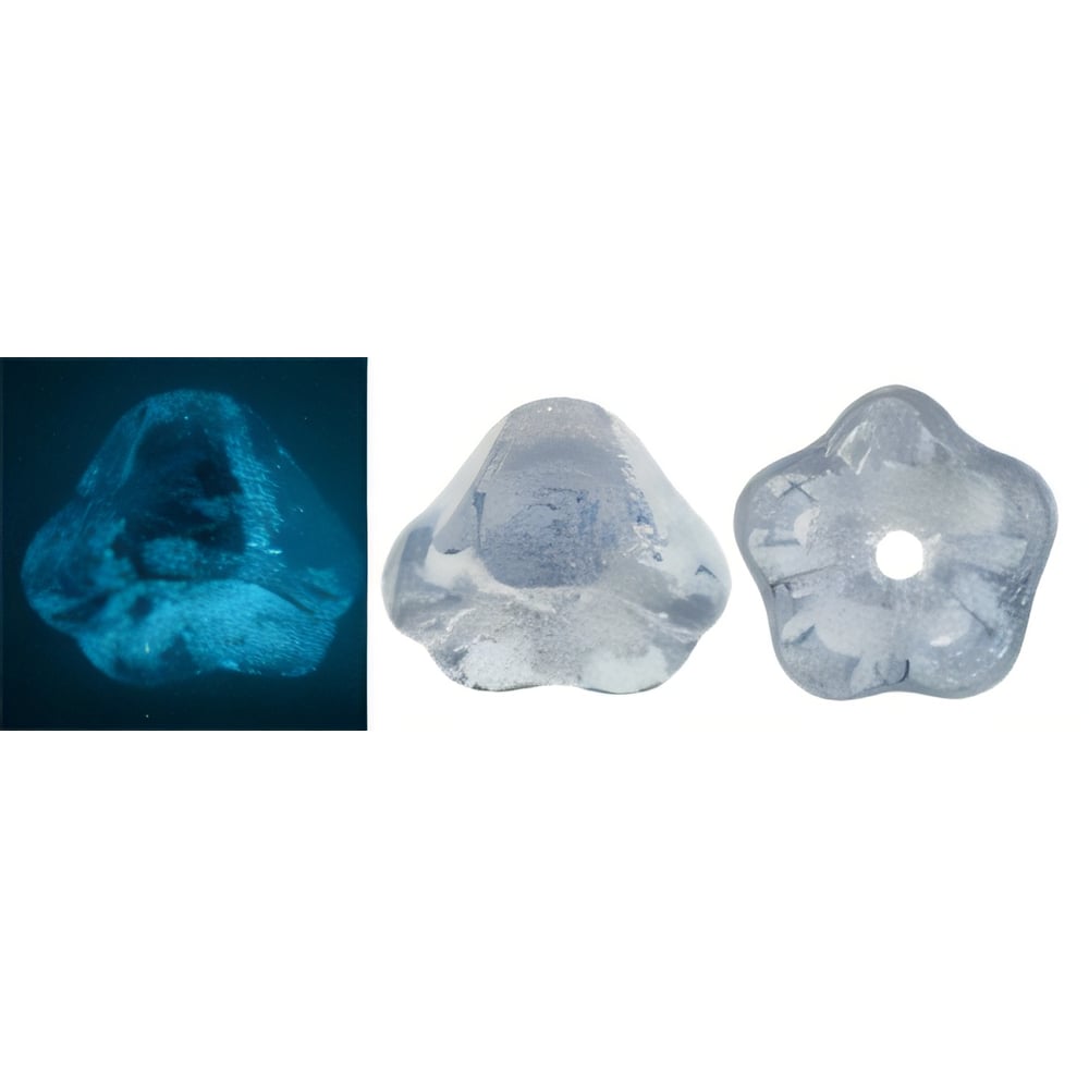 Czech Bell Flowers 8 x 6mm Glow in the Dark - Luster - Transparent Blue (30pcs)