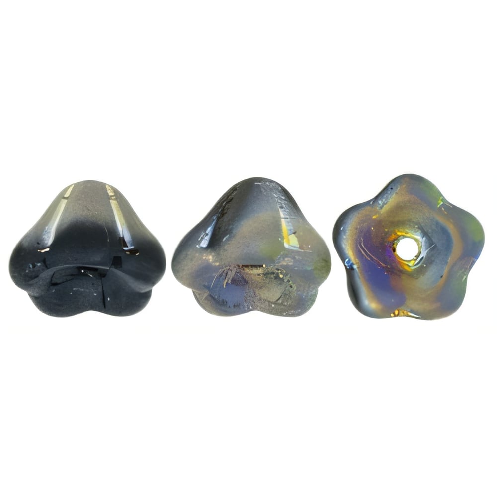Czech Bell Flowers 8 x 6mm Matte - Jet - Vitral (50pcs)