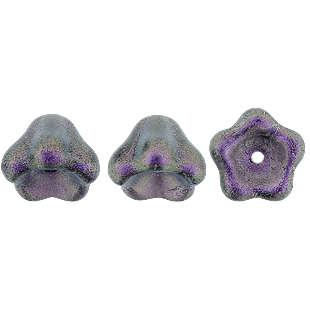 Czech Bell Flowers 8 x 6mm Rose Shimmer Tanzanite (25pcs)