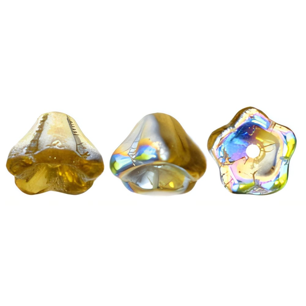 Czech Bell Flowers 8 x 6mm Topaz - Vitral (25pcs)