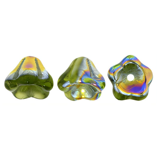 Czech Bell Flowers 8 x 6mm Olivine - Vitral (50pcs)