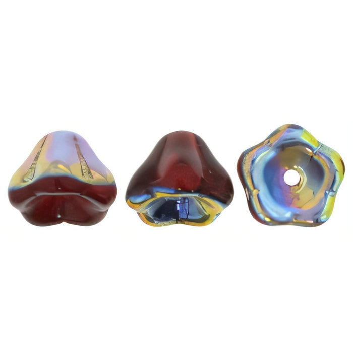 Czech Bell Flowers 8 x 6mm Siam Ruby - Vitral (50pcs)