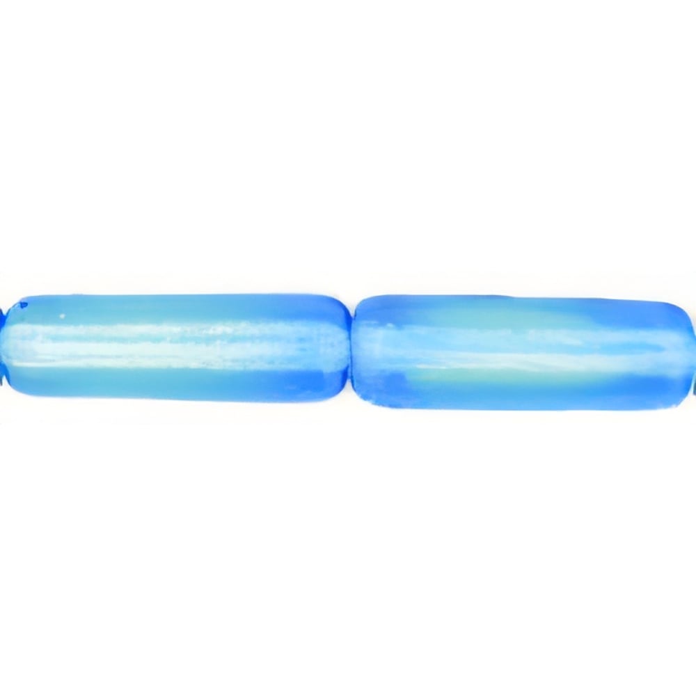 Czech Long Tubes 14 x 4mm Blue/Lt Green (25pcs)