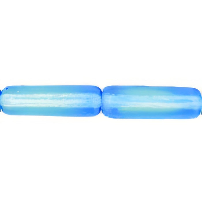 Czech Long Tubes 14 x 4mm Blue/Lt Green (25pcs)