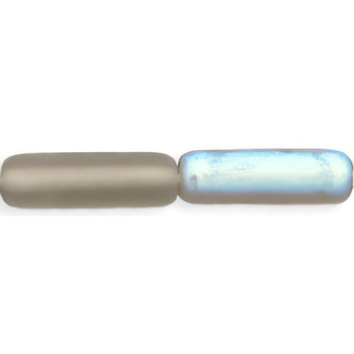 Czech Long Tubes 14 x 4mm Matte - Black Diamond AB (25pcs)