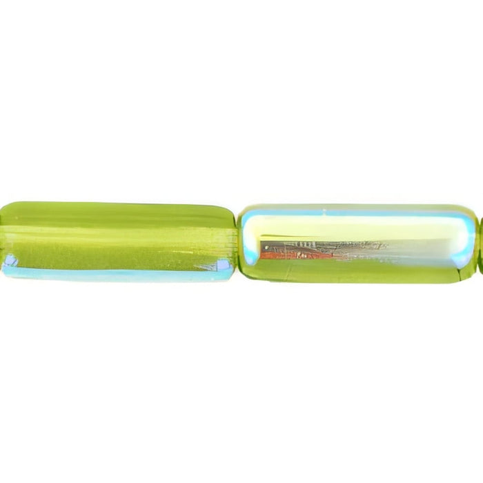 Czech Long Tubes 14 x 4mm Olivine AB (25pcs)