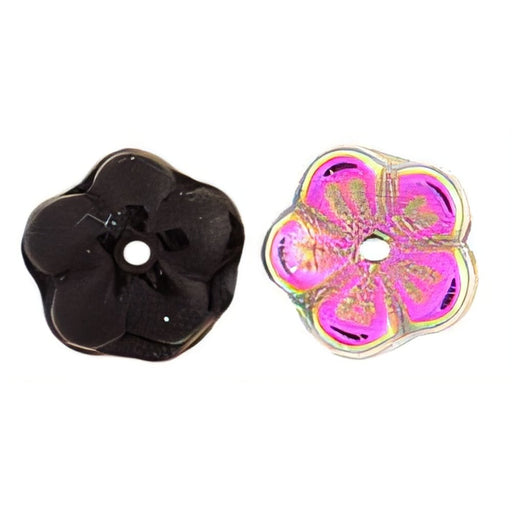 Czech Flat Flowers 8 x 3mm Jet - Vitral (50pcs)