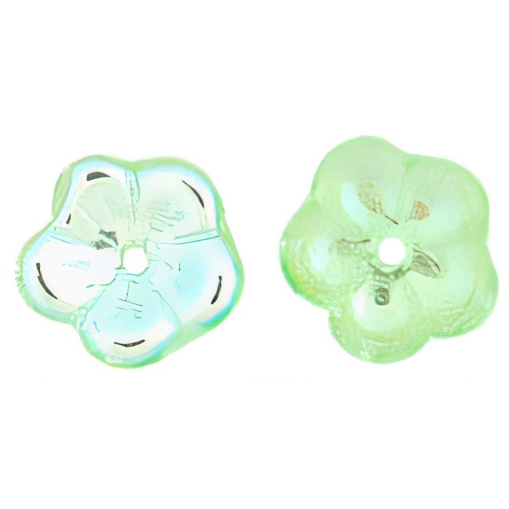 Czech Flat Flowers 8 x 3mm Peridot AB (50pcs)