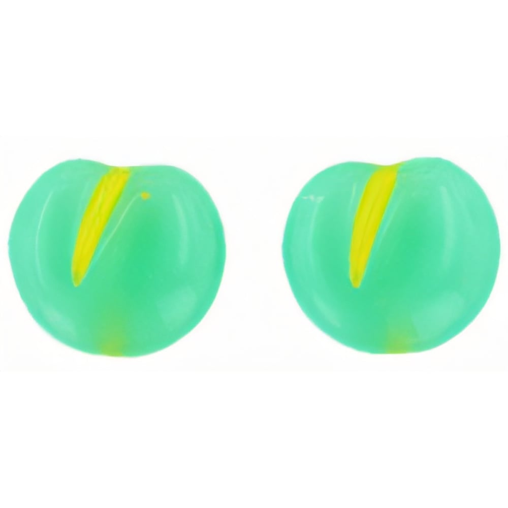 Czech Fruit Beads - Flat: Milky Green / Yellow (25pcs)